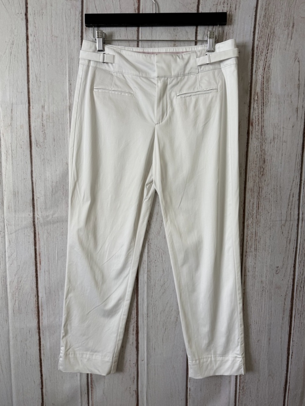 BOSS Hugo Boss White Cotton Stretch Cropped Chino Pants Size 10